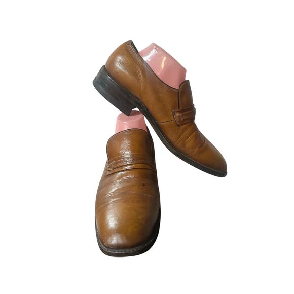 Vintage 1960s Killer Mod Leather Dress Shoes By Freeman Slip On Size 9.5 C Rare - Picture 3 of 7
